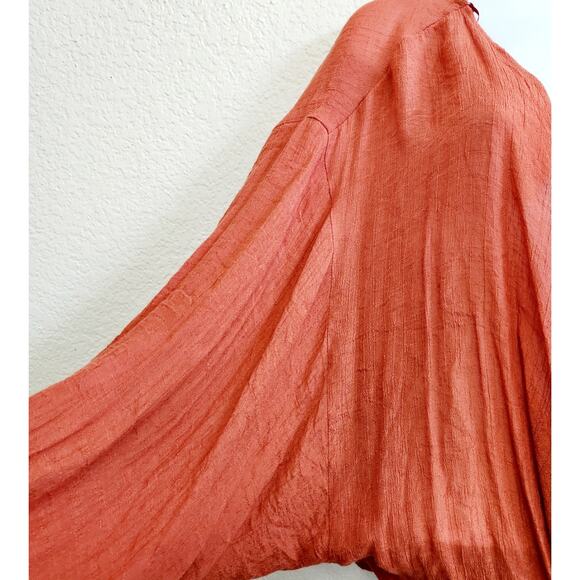 Favlux Persimmon Burnt Orange Crisscross Long Sleeve Top Small Lightweight Soft - Picture 2 of 5